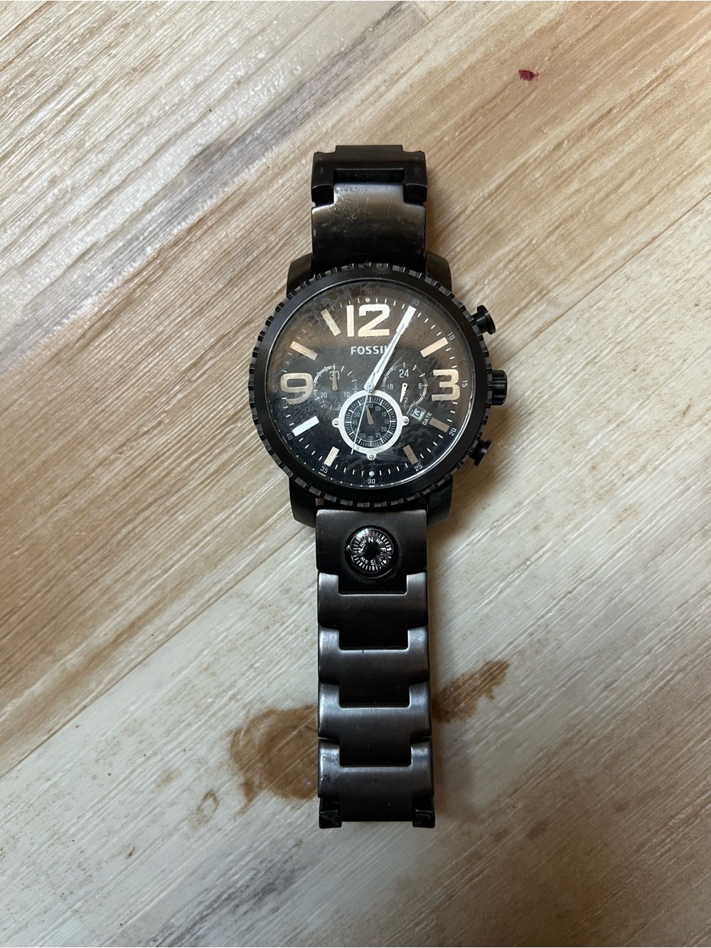 Fossil Black Gunmetal Stainless Steel Chronograph Watch